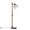 QAZQA Stehlampen|Wohnzimmerlampen*Industrielle Stehlampe dunkelgrau mit Holz - Arthur