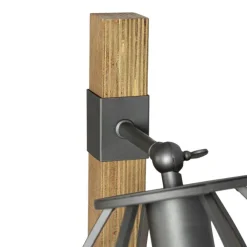 QAZQA Stehlampen|Wohnzimmerlampen*Industrielle Stehlampe dunkelgrau mit Holz - Arthur