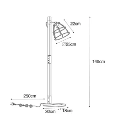 QAZQA Stehlampen|Wohnzimmerlampen*Industrielle Stehlampe dunkelgrau mit Holz - Arthur