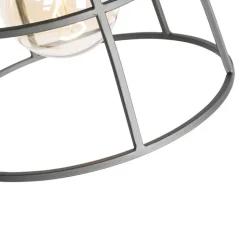 QAZQA Stehlampen|Wohnzimmerlampen*Industrielle Stehlampe dunkelgrau mit Holz - Arthur