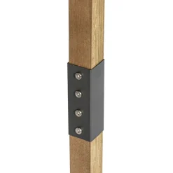 QAZQA Stehlampen|Wohnzimmerlampen*Industrielle Stehlampe dunkelgrau mit Holz - Arthur