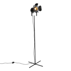 QAZQA Stehlampen|Wohnzimmerlampen*Industrielle Stehlampe schwarz kippbar - Film