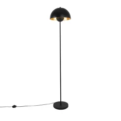 QAZQA Schlafzimmerlampen|Esszimmerlampen*Industrielle Stehlampe schwarz mit Gold 160 cm - Magnax