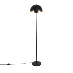 QAZQA Schlafzimmerlampen|Esszimmerlampen*Industrielle Stehlampe schwarz mit Gold 160 cm - Magnax