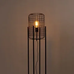 QAZQA Stehlampen|Wohnzimmerlampen*Industrielle Stehlampe schwarz - Bliss Vefa