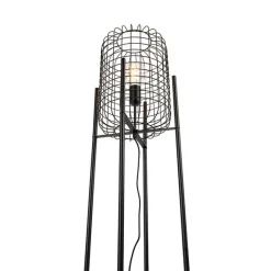 QAZQA Stehlampen|Wohnzimmerlampen*Industrielle Stehlampe schwarz - Bliss Vefa