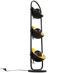 QAZQA Schlafzimmerlampen|Küchenlampen*Industrielle Stehlampe schwarz mit goldenen 3-Lichtern - Emilienne Novo