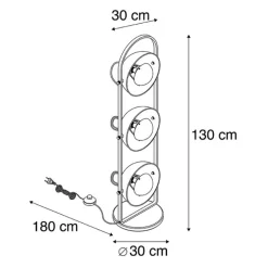 QAZQA Schlafzimmerlampen|Küchenlampen*Industrielle Stehlampe schwarz mit goldenen 3-Lichtern - Emilienne Novo