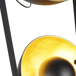 QAZQA Schlafzimmerlampen|Küchenlampen*Industrielle Stehlampe schwarz mit goldenen 3-Lichtern - Emilienne Novo