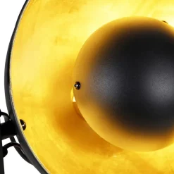 QAZQA Schlafzimmerlampen|Küchenlampen*Industrielle Stehlampe schwarz mit goldenen 3-Lichtern - Emilienne Novo