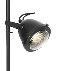 QAZQA Stehlampen|Wohnzimmerlampen*Industrielle Stehlampe schwarz 2 Lichter - Emado