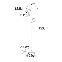 QAZQA Stehlampen|Wohnzimmerlampen*Industrielle Stehlampe schwarz 2 Lichter - Emado