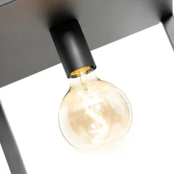 QAZQA Stehlampen|Wohnzimmerlampen*Industrielle Stehlampe schwarz mit Holz - Cage Rack