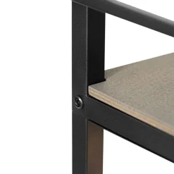 QAZQA Stehlampen|Wohnzimmerlampen*Industrielle Stehlampe schwarz mit Holz - Cage Rack