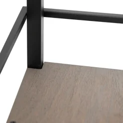 QAZQA Stehlampen|Wohnzimmerlampen*Industrielle Stehlampe schwarz mit Holz - Cage Rack