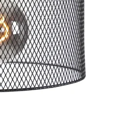 QAZQA Stehlampen|Wohnzimmerlampen*Industrielle Stehlampe schwarz - Drum Mesh