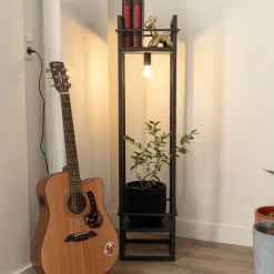 QAZQA Schlafzimmerlampen|Küchenlampen*Industrielle Stehlampe schwarz - Cage Rack