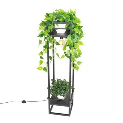 QAZQA Schlafzimmerlampen|Küchenlampen*Industrielle Stehlampe schwarz - Cage Rack