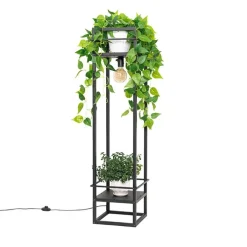 QAZQA Schlafzimmerlampen|Küchenlampen*Industrielle Stehlampe schwarz - Cage Rack