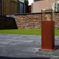 QAZQA Gartenbeleuchtung|Stehlampen Außen*Industrielle Stehleuchte für den Außenbereich, rostbraun, 30 cm, IP44 – Dänemark