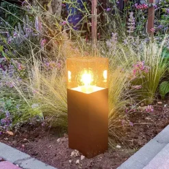 QAZQA Gartenbeleuchtung|Stehlampen Außen*Industrielle Stehleuchte für den Außenbereich, rostbraun, 30 cm, IP44 – Dänemark