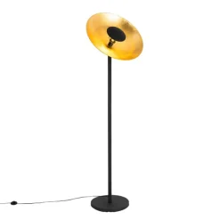 QAZQA Schlafzimmerlampen|Küchenlampen*Industrielle Stehleuchte schwarz mit goldenem Innenleben 60 cm - Magnax