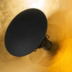 QAZQA Schlafzimmerlampen|Küchenlampen*Industrielle Stehleuchte schwarz mit goldenem Innenleben 60 cm - Magnax