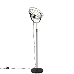 QAZQA Stehlampen|Wohnzimmerlampen*Industrielle Stehleuchte schwarz 35 cm verstellbar - Hanze