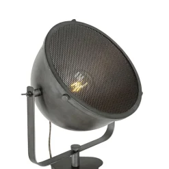 QAZQA Schlafzimmerlampen|Esszimmerlampen*Industrielle Stehleuchte mit Stativ aus Stahl und Holz neigbar – Emado