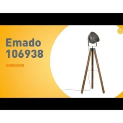 QAZQA Schlafzimmerlampen|Esszimmerlampen*Industrielle Stehleuchte mit Stativ aus Stahl und Holz neigbar – Emado