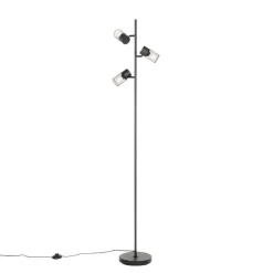 QAZQA Stehlampen|Wohnzimmerlampen*Industrielle Stehleuchte schwarz 3-flammig - Jim