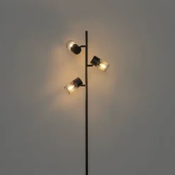 QAZQA Stehlampen|Wohnzimmerlampen*Industrielle Stehleuchte schwarz 3-flammig - Jim