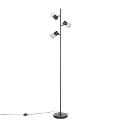 QAZQA Stehlampen|Wohnzimmerlampen*Industrielle Stehleuchte schwarz 3-flammig - Jim
