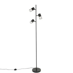 QAZQA Stehlampen|Wohnzimmerlampen*Industrielle Stehleuchte schwarz 3-flammig - Jim