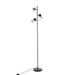 QAZQA Stehlampen|Wohnzimmerlampen*Industrielle Stehleuchte schwarz 3-flammig - Jim