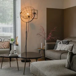 QAZQA Stehlampen|Wohnzimmerlampen*Industrielle Stehleuchte schwarz 50 cm verstellbar - Hanze