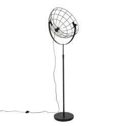 QAZQA Stehlampen|Wohnzimmerlampen*Industrielle Stehleuchte schwarz 50 cm verstellbar - Hanze