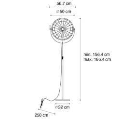 QAZQA Stehlampen|Wohnzimmerlampen*Industrielle Stehleuchte schwarz 50 cm verstellbar - Hanze