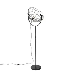 QAZQA Stehlampen|Wohnzimmerlampen*Industrielle Stehleuchte schwarz 50 cm verstellbar - Hanze