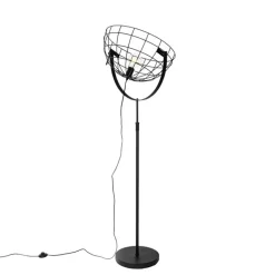 QAZQA Stehlampen|Wohnzimmerlampen*Industrielle Stehleuchte schwarz 50 cm verstellbar - Hanze