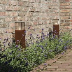 QAZQA Gartenbeleuchtung|Stehlampen Außen*Industrielle Stehleuchte für den Außenbereich, rostbraun, 50 cm, IP44 – Dänemark