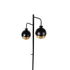 QAZQA Stehlampen|Wohnzimmerlampen*Industrielle Stehleuchte schwarz mit Messing 2-flammig – Haicha