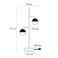 QAZQA Stehlampen|Wohnzimmerlampen*Industrielle Stehleuchte schwarz mit Messing 2-flammig – Haicha