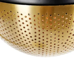 QAZQA Stehlampen|Wohnzimmerlampen*Industrielle Stehleuchte schwarz mit Messing 2-flammig – Haicha