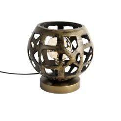 QAZQA Tischlampen|Wohnzimmerlampen*Industrielle Tischlampe Antikgold - Bobby