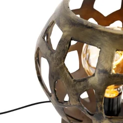 QAZQA Tischlampen|Wohnzimmerlampen*Industrielle Tischlampe Antikgold - Bobby