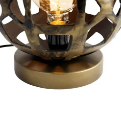 QAZQA Tischlampen|Wohnzimmerlampen*Industrielle Tischlampe Antikgold - Bobby