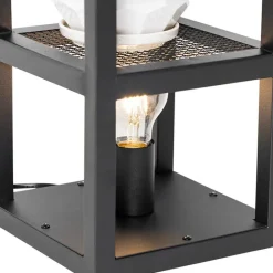 QAZQA Tischlampen|Wohnzimmerlampen*Industrielle Tischlampe schwarz - Cage Rack