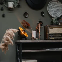 QAZQA Lampen Für Dein Homeoffice|Schlafzimmerlampen*Industrielle Tischlampe schwarz mit goldener Innenseite - Magna Eglip