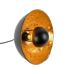 QAZQA Lampen Für Dein Homeoffice|Schlafzimmerlampen*Industrielle Tischlampe schwarz mit goldener Innenseite - Magna Eglip